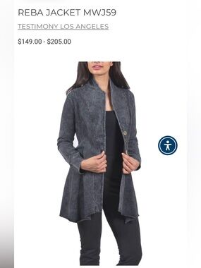 Testimony Los Angeles Reba Jacket in Washed Charcoal XL